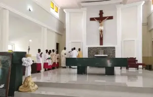 Easter Sunday Mass on April 9, 2023, was held for the first time in 10 months at St. Francis Xavier Owo Catholic Parish of Ondo Diocese in Nigeria. Credit: Ondo Diocese