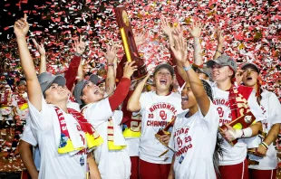 University of Oklahoma's Women's Softball Team after winning the 2023 Women's College World Series. OU Athletics