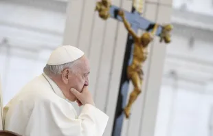 Pope Francis at his general audience in St. Peter's Square on May 17, 2023. Vatican Media