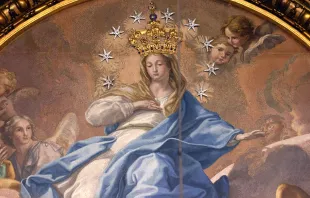 When Pope Pius IX declared the doctrine of the Immaculate Conception of the Virgin Mary on December 8, 1854, he had a golden crown added to the mosaic of Mary, Virgin Immaculate, in the Chapel of the Choir in St. Peter's Basilica. Daniel Ibañez/CNA